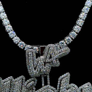 Gran oferta, colgante de mossanita de plata 925 personalizable, chapado en oro, pasa el probador de diamantes, estilo HipHop, nombre, letra, fianza, fiestas - Product Image 3