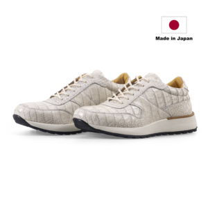 Fabriqué au Japon, baskets décontractées de qualité supérieure en cuir gaufré crocodile, confectionnées à partir de cuir de cerf de haute qualité - Product Image 3