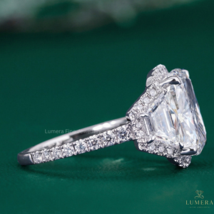 Spectacular 8.184 Carat <b>Cushion</b> Cut Diamond Ring with Tapered Baguette and <b>Round</b> Accents D E F Color VVS2 VVS VS Clarity Jewelry - Product Image 2