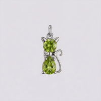 Pendentif Chat Saphir Plaqué Or Rose, Charme Chat Mignon avec Pierre Saphir Facettée, Bijou Animal, Collier Charme, Cadeau pour Elle