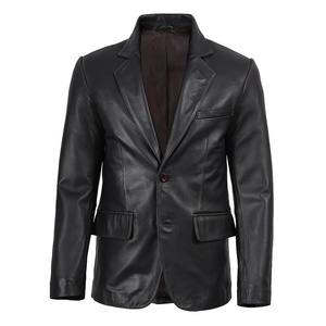 Blazer en cuir de vachette noir vieilli à capuche, coupe-vent et antibactérien, modèle OEM 2026 pour homme – Haute qualité, faible MOQ - Product Image 3