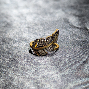 Bague de Cocktail REYES de Luxe en Argent Sterling 925 avec Diamant Naturel, Motif Feuille Victorien, Bijou Fin Fait Main pour Femme - Product Image 3