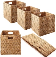 Panier de rangement/tiroir en herbe de mer naturelle tissé à la main, bord festonné, pour salle de bain, salon, cuisine, pour vêtements, chaussures, sacs