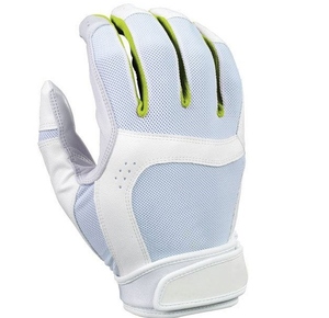 White Leather Batting Gloves Ambidextrous Breathable <b>Hook</b> And Loop Closure Unisex Adult Training Gear - Product Image 3