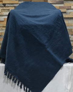 Manta Tejida Azul Marino Sólido con Borlas, Rectangular, Mezcla de Algodón y Lana, Estilo Clásico, para Uso en el Hogar en Todas las Estaciones - Product Image 5