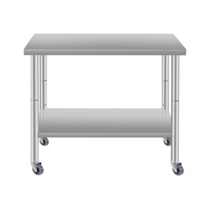 Tavolo da Lavoro Commerciale 36*24 in Acciaio Inossidabile con Ripiano Inferiore e Ruote per Ristoranti, Cucine Domestiche, Preparazione Cibo, Isole e Carrelli da Cucina - Product Image 1