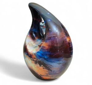 Urnas de Cremación para Adultos con Forma de Lágrima y Corazón, Acabado Colorido Antiguo, para Cenizas Funerarias, Metal, Latón/Aluminio - Product Image 3