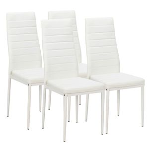 Set di 4 Eleganti Sedie da Pranzo Bianche con Schienale Alto, Assemblate con Finitura Strutturata, Codice Alternativo 86358020 - Product Image 1