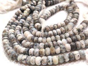 Perles d'opale dendritique naturelle, rondes, lisses, de 6 mm à 8 mm, vendues par brin de 8 pouces de long. - Product Image 4