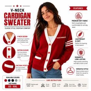 Suéteres Cárdigan de Punto con Cuello en V de Alta Calidad, Marca Sigma Gama Rho, para Universidades/Collegios/Escuelas, Unisex, Gran Venta - Product Image 4