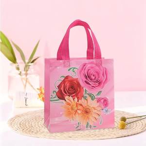 Floral Printed Non Woven Shopping <b>Bags</b> <b>Medium</b> Size Reusable Gift Tote With PP Webbing Handles Tote <b>bags</b> with custom printed logo - Product Image 4
