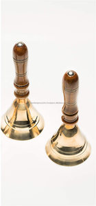 กระดิ่งทองเหลืองแท้พร้อมด้ามจับไม้ กระดิ่งเรียกบริการสองมือสำหรับโรงเรียน บัตเลอร์ หรือเรียกคนเสิร์ฟ ~ ทองเหลืองขัดเงาพร้อมด้ามจับไม้ - Product Image 3