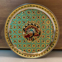 Nouvel Arrivage – Thali de Prière Indien en Acier Minakari Fait Main Traditionnel, 12 Pouces, Multicolore – Cadeau de Mariage Indien, Décoration d'Intérieur, Cadeau de Pendaison de Crémaillère