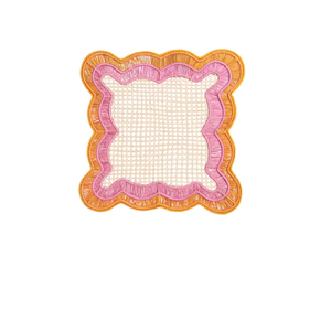 New Rattan Charger Plate Placemat for Dining Table Decorative Plate Irregular Shape Pink Orange Rattan Charger Plate - Product Image 1