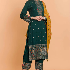 Safaa - Vente en gros de vêtements ethniques indiens, ensemble de kurti en viscose tissée, tenue de fête traditionnelle pour femmes, matière pour robe, costumes pakistanais - Product Image 1