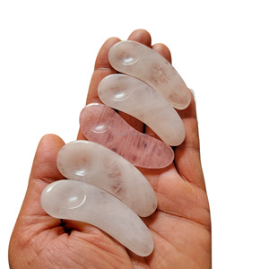 Spatule applicatrice de crème pour les yeux en quartz rose mini poli, de qualité supérieure, écologique, en jade, pour la vente en gros - Product Image 1