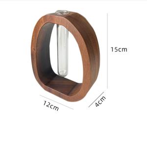 Vase en tube à essai pour plantes hydrophiles, support de plantes, cadre en bois de noyer, support de fleurs, décoration de table, jardin, bonsaï - Product Image 6