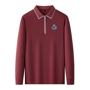 Men Designer <b>Polo</b> Shirt Long Sleeve Zip Front Embroidered <b>White</b> Trim Spring Autumn Casual Fashion Wear - Product Image 4