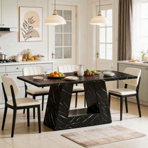 Tavolo da Pranzo Moderno Rettangolare con Piano in Pietra, Arredamento per Casa, Appartamento o Villa - Product Image 4