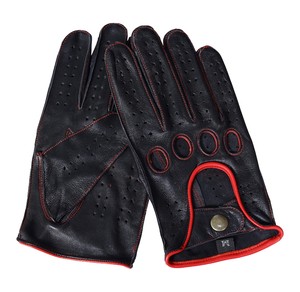 Gants de moto en cuir, longueur poignet, respirants, sans doublure, style sportif, compatibles écran tactile, pour le cyclisme, les fêtes, printemps et été - Product Image 1