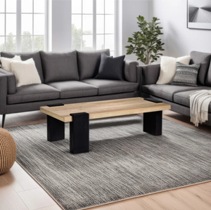 โต๊ะกาแฟเชื่อมโยงบริษัท Bonne ด้านบนสี่เหลี่ยมกว้าง60นิ้วไม้โอ๊คสีขาวทำด้วยมือและไม้แข็งสีดำ - Product Image 1