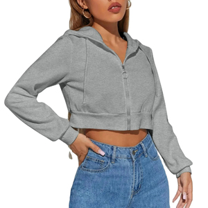 OEM Wholesale High Quality New Design Fleece <b>Cropped</b> Hoodie Top Custom Logo Price Plus Size Winter Season Quick Dry - Product Image 4