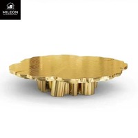 Modernes Rundes Couchtisch-Set Luxuriöser Wohnzimmer-Beistelltisch Gold Edelstahl Couchtisch Wohndekor