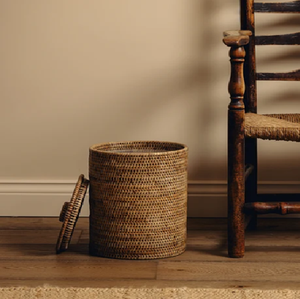 Tall <b>rectangular</b> woven laundry <b>basket</b> with vertical braid accents, a hinged lid, available at wholesale prices. - Product Image 3