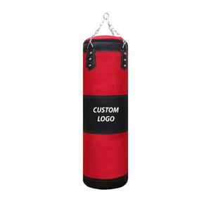Sac de frappe lourd rouge et noir en cuir synthétique confortable, avec coutures robustes et absorption des chocs, pour l'entraînement - Product Image 1