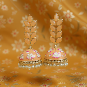 JeweleMarket Premium Floral Jhumka <b>Dangle</b> <b>Earrings</b> with Beads Zinc Alloy <b>Gold</b> Plated Imitation Pearl Wedding Fashion Women's - Product Image 3