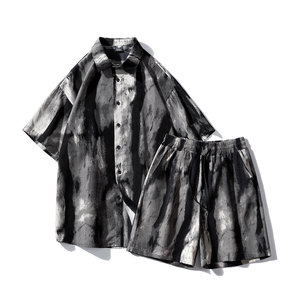 Ensemble de chemises à manches courtes pour hommes OEM 2026 – Nouvelle collection été décontractée, style coréen, color-block, coupe ample, imprimé - Product Image 2