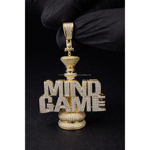 <b>Iced</b> <b>Out</b> Chess King Mind Game Pendant Lab Grown Diamond Hip Hop Gold <b>Chain</b> Bling Luxury Necklace Gift - Product Image 3