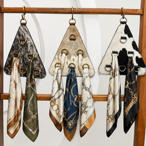 2026 Personalized Genuine Cowhide Leather Wild Scarf Rag Holder Rustic Wall Hook <b>Kitchen</b> Towel Organizer Hanging <b>Rack</b> Home Decor - Product Image 4