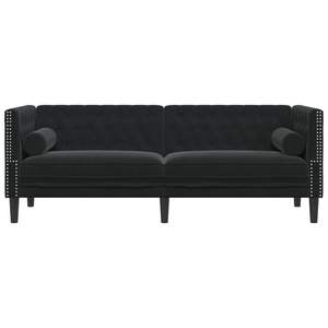 Canapé Chesterfield 3 places en velours noir 100% polyester pour salon - Product Image 4