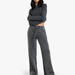 Pantalon de survêtement évasé et ample pour femme, taille mi-haute avec cordon de serrage, style streetwear, hiver, 100% coton respirant - Product Image 4
