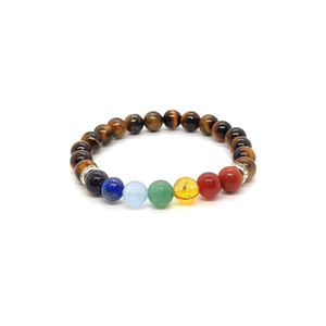 High Quality Tiger eye with seven chakra Beads Bracelet Romantic Gift Fashion Charm Jewelry for Men Women Energy Meditation - Product Image 3