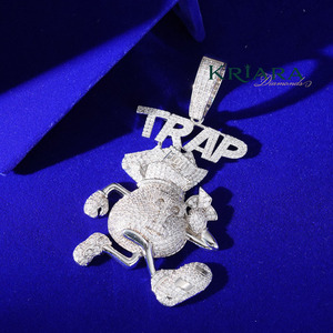 Colgante Mickey de Plata 925 Chapado en Oro de 18K con Incrustaciones de Diamantes Cultivados en Laboratorio, Estilo Hip Hop, Joyería Unisex - Product Image 4