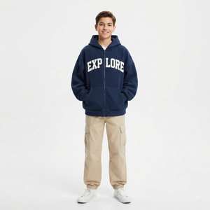 Chaqueta con Capucha de Algodón Suave para Niños, Sudadera de Forro Polar Cómoda, Ropa Casual de Moda para el Día a Día - Product Image 1