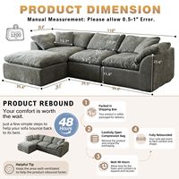 Grand canapé-lit confortable en forme de L, 3 places, canapé modulaire en tissu chenille, assise profonde, avec chaise longue