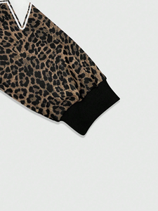 Men Cotton Fleece Bomber <b>Jacket</b> Leopard Print Varsity <b>Jacket</b> <b>Star</b> Patch Zip Up Streetwear Outerwear for Casual Winter Wear - Product Image 2