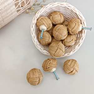 Furniture <b>hardware</b> handles & knobs direct supply from factory handwoven rattan handle knob - Product Image 6