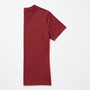 T-shirt rouge à col rond et manches courtes pour femme, 100 % coton jersey, teint uni, coupe décontractée, longueur normale, respirant, anti-UV, idéal pour l'été - Product Image 4