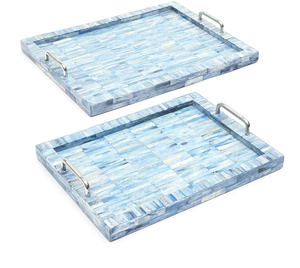 Plateau en os incrusté, design hexagonal classique, fait main, poli, jetable - Product Image 1