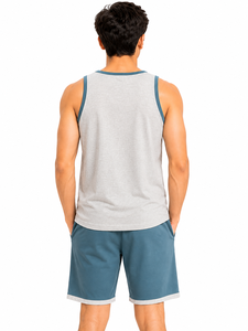 Conjunto deportivo Livster para hombre, conjunto de camiseta sin mangas y pantalones cortos, ropa deportiva de verano, conjunto deportivo informal para entrenamiento. - Product Image 3