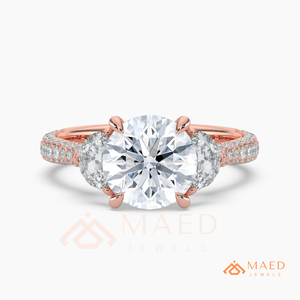 Rose Gold Round Cut Three Stone Ring for Women Elegant Engagement Style Sparkling Jewelry Gift - Product Image 5