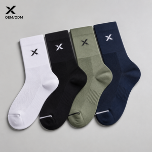 X Cycling <b>Socks</b> Spandex/Polyester/Cotton Breathable Training <b>Running</b> Adults Winter Solid Color Logo Cuff Knitted Silicon - Product Image 1