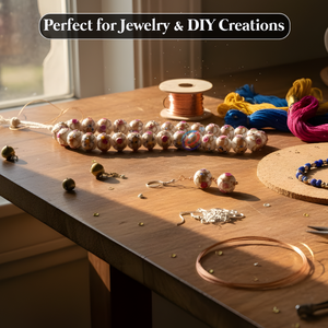 Cuentas de Vidrio Blancas de 16 mm para Diseño Artístico |   Espirales Doradas Hechas a Mano con Detalles Punteados |   Collar de 8 Pulgadas para Joyería DIY EXCEL EXPORTS - Product Image 3