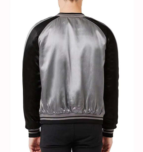 Blouson Bomber en Satin pour Homme, Couleur Unie, Fermeture Éclair, Vêtement d'Extérieur Décontracté, Coupe Droite, Col Rabattu, Style Slim, Idéal pour l'Automne - Product Image 2
