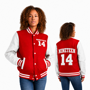 Custom Red Greek Letter <b>Varsity</b> <b>Jacket</b> Embroidered Sorority Style Letterman <b>Jacket</b> for Women OEM College Inspired <b>Bomber</b> Coat - Product Image 5