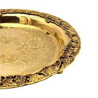 Plateau doré élégant de 13,5 pouces, motif raisin, en laiton massif véritable, fait main, épais et durable, fabriqué en Thaïlande, pour la restauration fine, souvenir, cadeau